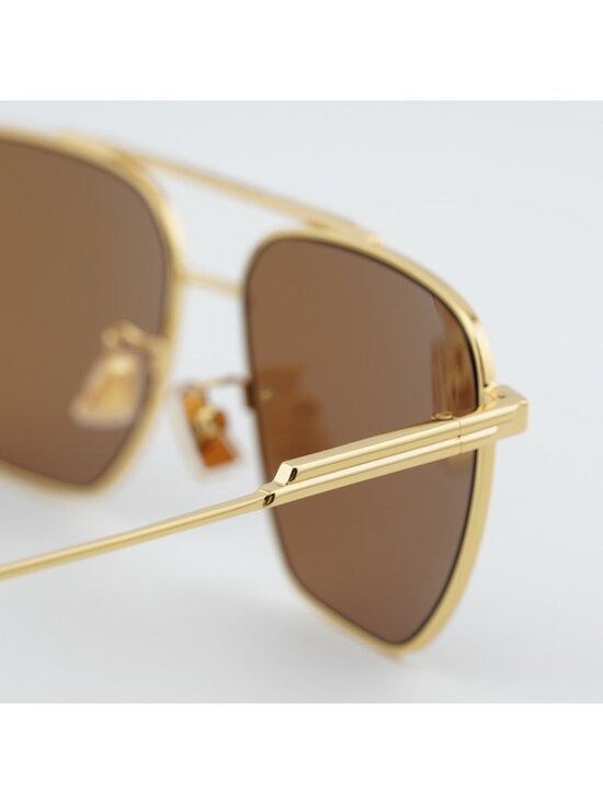 Bottega Veneta BV1236S 002 Sunglasses Gold Aviator Frame, Brown Lenses main image 10